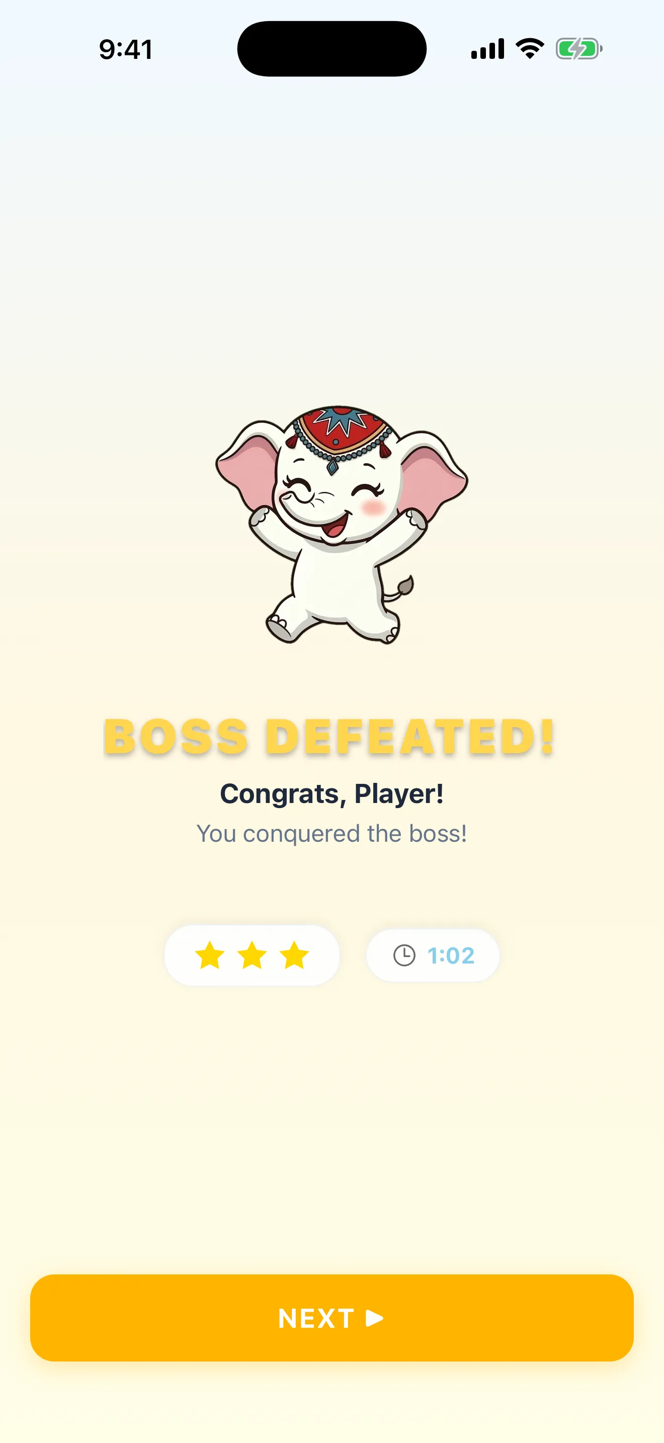 Boss battle cleared