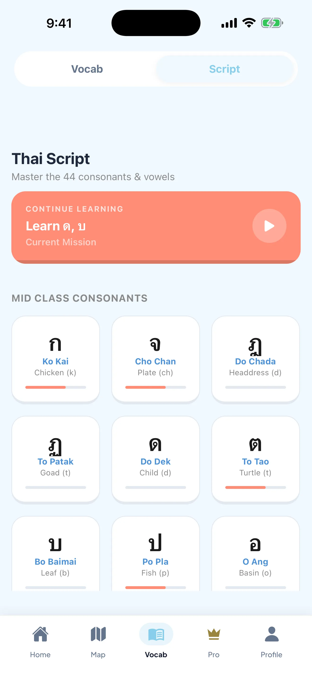 Thai script practice