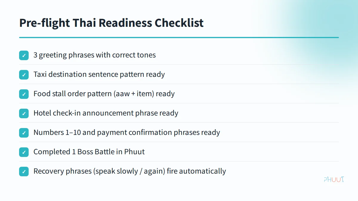 Pre-flight Thai readiness checklist for travelers